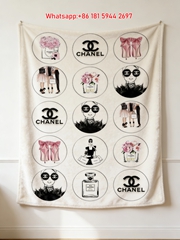 Chanel Inspired Pink Floral Flannel Throw Blanket IMG_7144